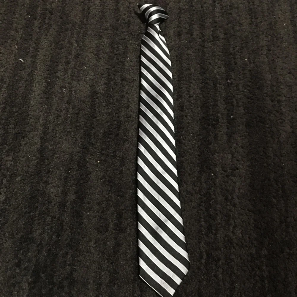 Youth striped clip on tie